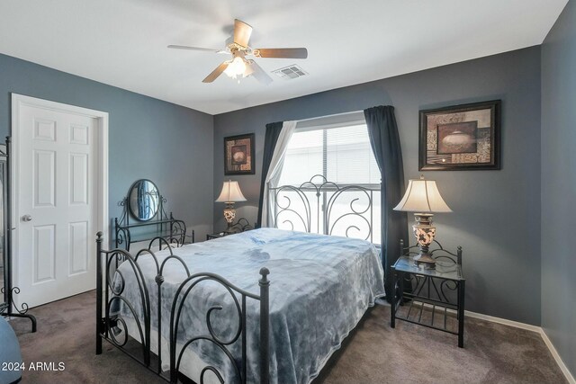 962 W Lindbergh Ave, Coolidge, AZ 85128 - bedroom featuring dark carpet and ceiling fan