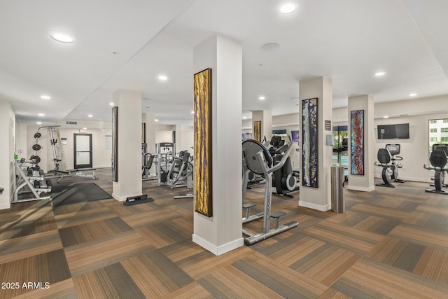 2511 W Queen Creek Rd Unit 378, Chandler, AZ 85248 - workout area with carpet flooring, baseboards, and recessed lighting
