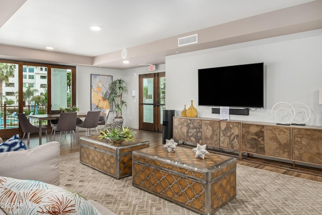 2511 W Queen Creek Rd Unit 378, Chandler, AZ 85248 - living area with recessed lighting, french doors, visible vents, and wood finished floors