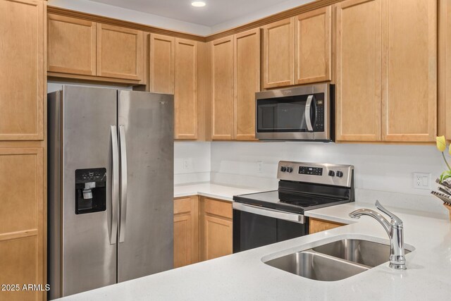 2511 W Queen Creek Rd Unit 378, Chandler, AZ 85248 - kitchen featuring a sink, recessed lighting, light countertops, and appliances with stainless steel finishes