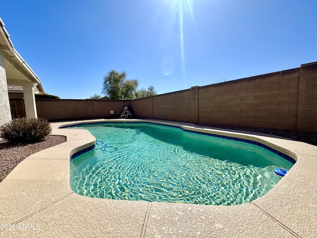 view of pool with a fenced backyard and a fenced in pool