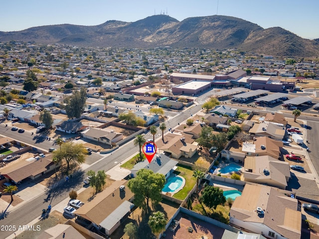 aerial view with a mountain view