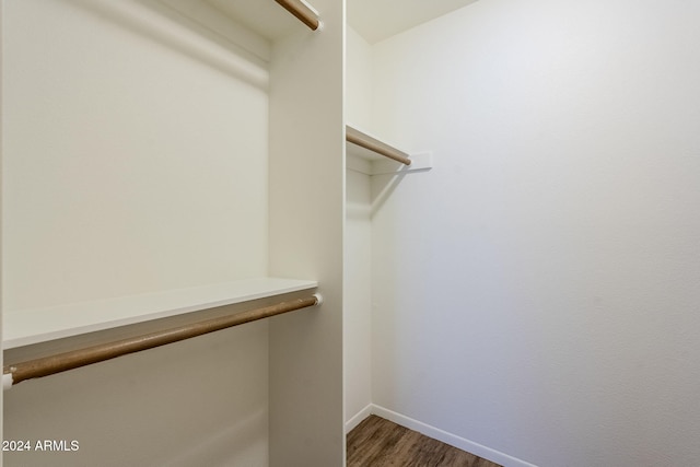 spacious closet with dark hardwood / wood-style floors