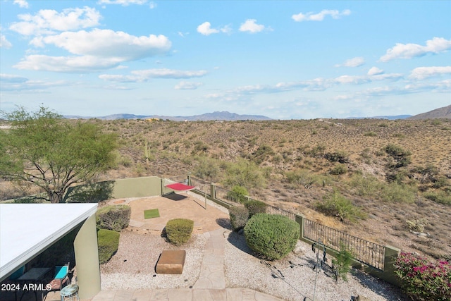 exterior space featuring a mountain view