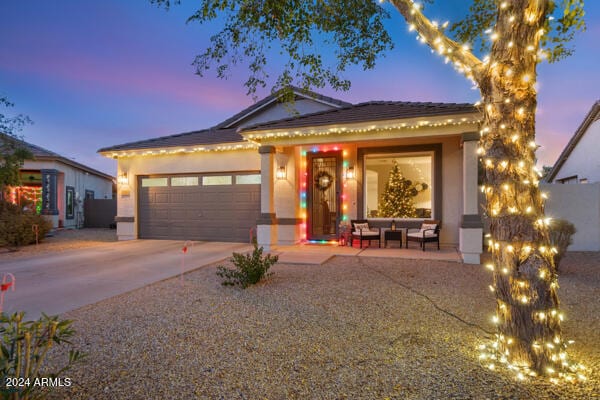 view of front of house with a garage