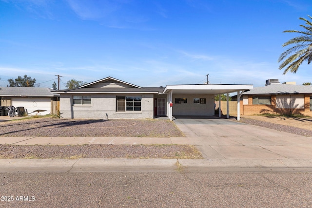 6714 N 26th Dr, Phoenix, AZ 85017 - view of front of house featuring fence, stucco siding, an attached carport, and concrete driveway