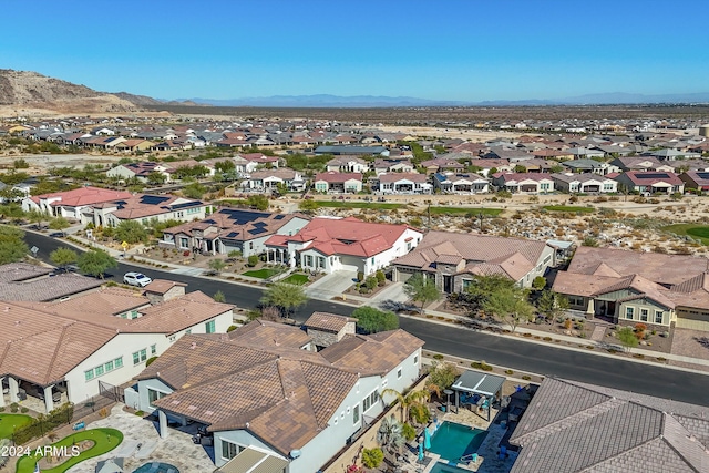 bird's eye view with a mountain view