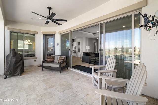 view of patio with ceiling fan