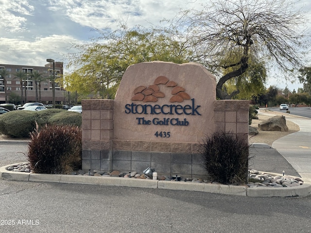 view of community sign