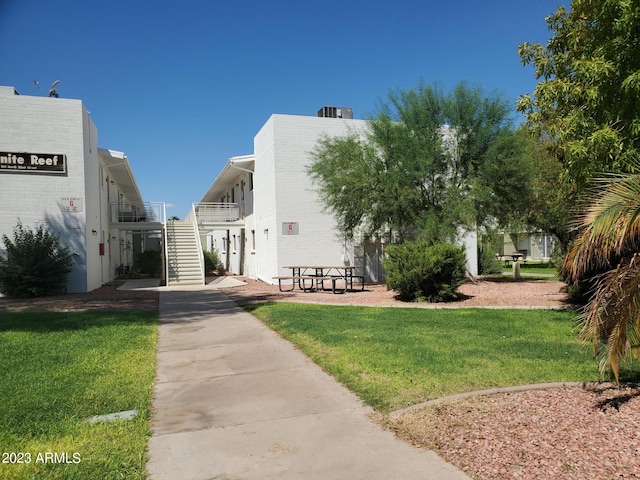 exterior space with a lawn