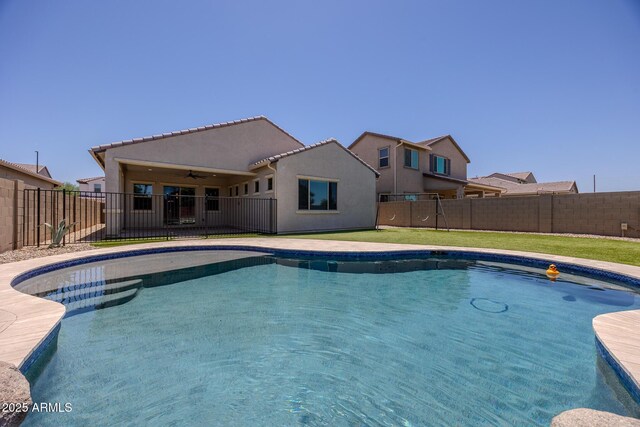 898 E Ladbroke Way, Gilbert, AZ 85297 - view of pool with ceiling fan and a fenced backyard