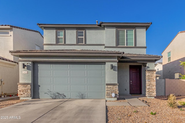 front facade with a garage