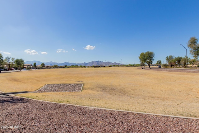 view of yard with a mountain view