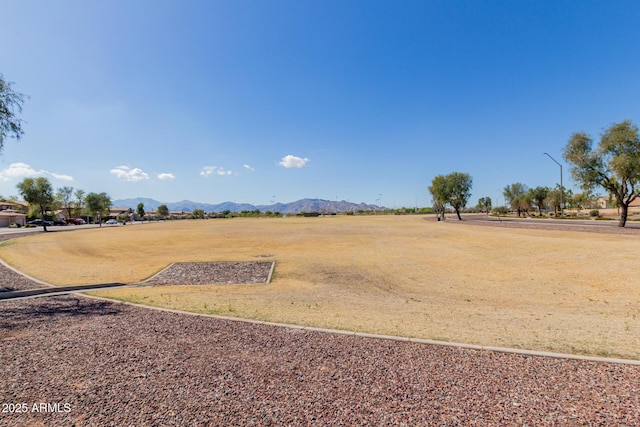 view of yard with a mountain view