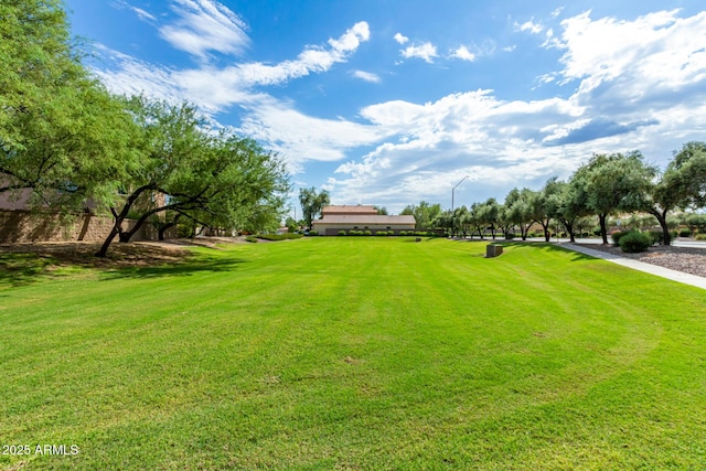 view of property's community with a yard