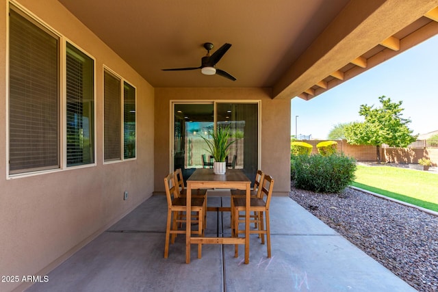 3338 E Coconino Dr, Gilbert, AZ 85298 - view of patio / terrace with ceiling fan and outdoor dining space