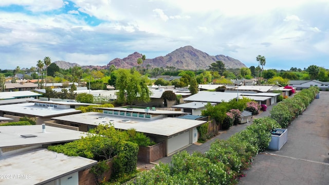 view of community with a mountain view