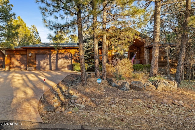 view of front of property with a garage