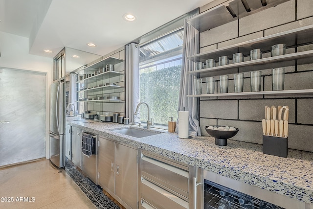 5239 E Waltann Ln, Scottsdale, AZ 85254 - bar area featuring a sink, appliances with stainless steel finishes, and recessed lighting
