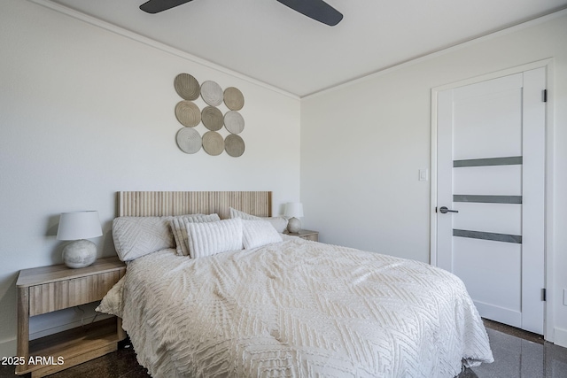 5239 E Waltann Ln, Scottsdale, AZ 85254 - bedroom with crown molding and ceiling fan