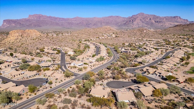 birds eye view of property featuring a mountain view