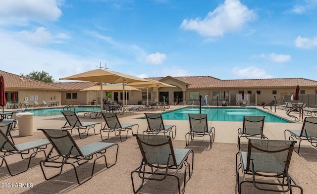 view of pool featuring a patio area