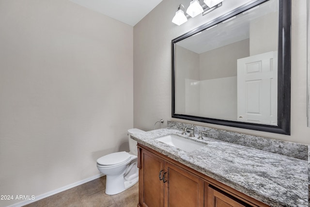 bathroom with tile patterned floors, vanity, and toilet