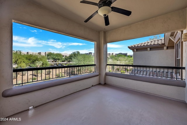 balcony with ceiling fan