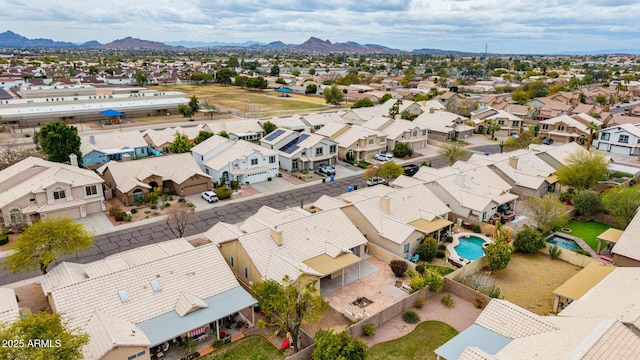 bird's eye view with a mountain view and a residential view