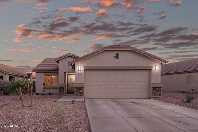 view of front of house with a garage