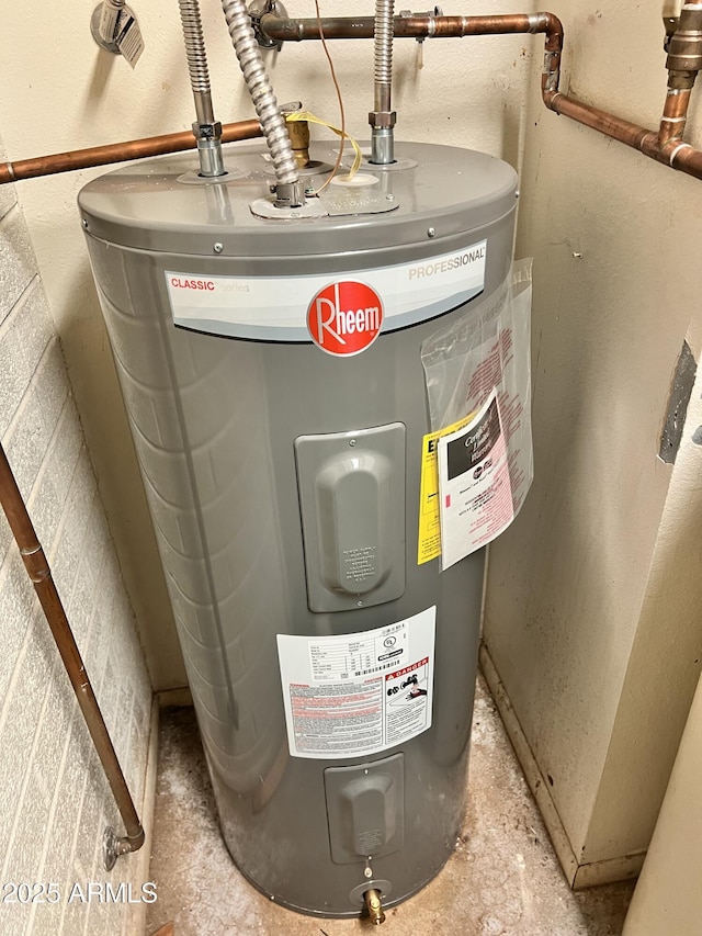 utility room with water heater