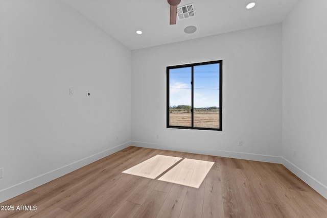 34198 S State Route 89th Hwy, Wickenburg, AZ 85390 - unfurnished room featuring baseboards, light wood-style floors, a ceiling fan, and recessed lighting