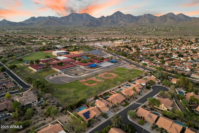 13361 N 99th Pl, Scottsdale, AZ 85260 - aerial overview of property's location featuring mountains and nearby suburban area