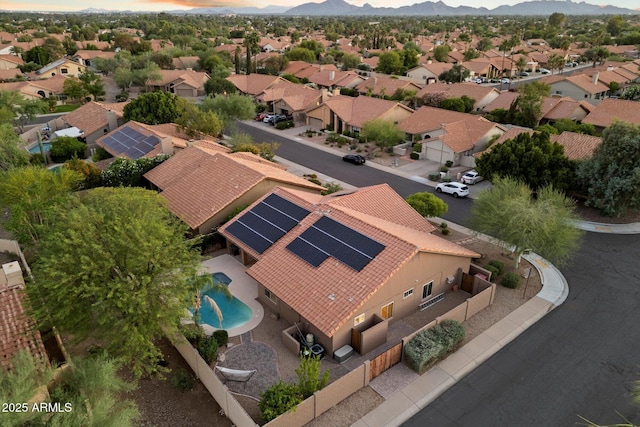 13361 N 99th Pl, Scottsdale, AZ 85260 - aerial view of residential area featuring a mountain backdrop and a pool