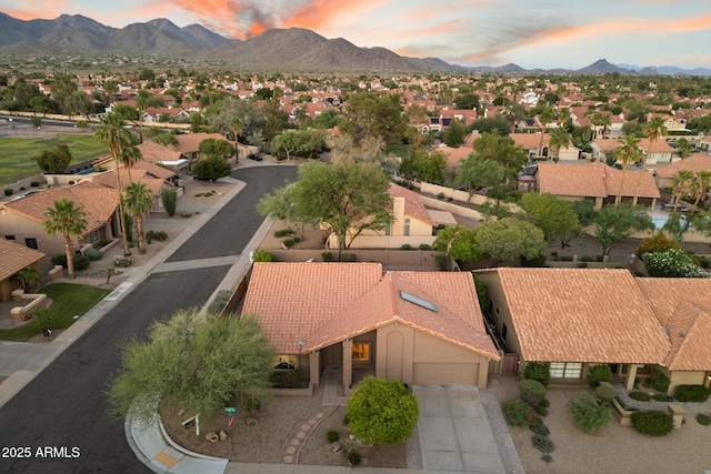 13361 N 99th Pl, Scottsdale, AZ 85260 - aerial view at dusk of a mountain view and a residential view