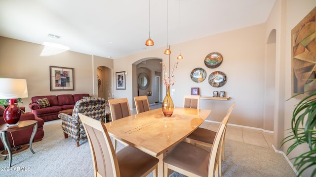 view of tiled dining space