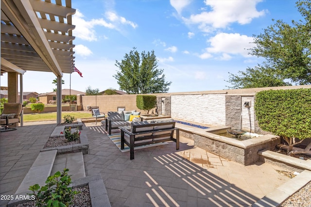 view of patio / terrace with a fenced backyard and an outdoor hangout area