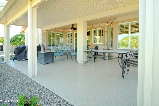 view of patio / terrace with area for grilling and an outdoor hangout area