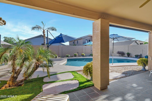 4493 E Desert Sands Dr, Chandler, AZ 85249 - view of pool featuring a patio area, a fenced backyard, and a residential view
