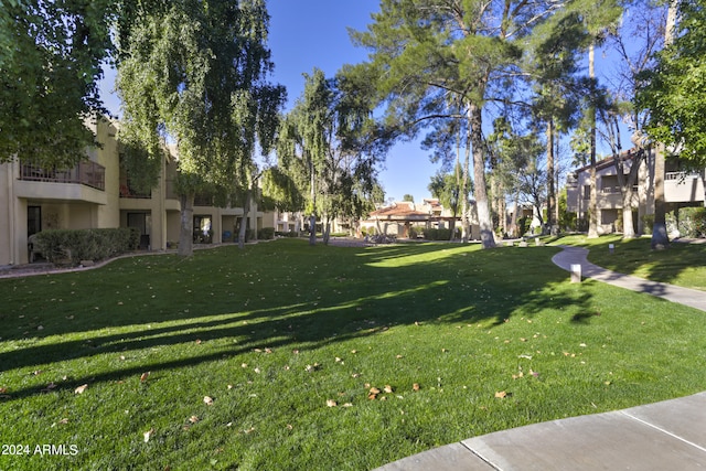 view of property's community featuring a yard