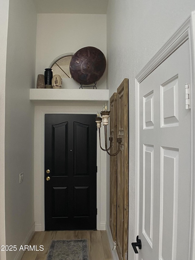 entryway with wood-type flooring