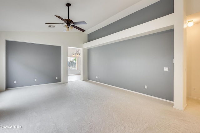 4041 W Hackamore Dr, Phoenix, AZ 85083 - carpeted empty room featuring ceiling fan, baseboards, and high vaulted ceiling