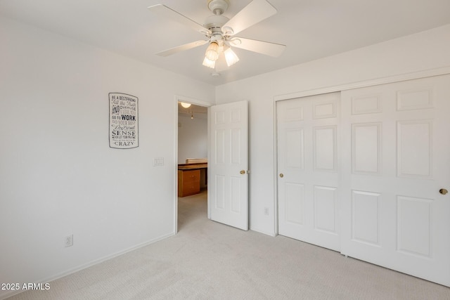 4041 W Hackamore Dr, Phoenix, AZ 85083 - unfurnished bedroom with light colored carpet, a closet, baseboards, and ceiling fan