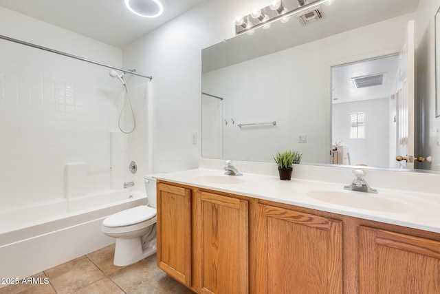 4041 W Hackamore Dr, Phoenix, AZ 85083 - bathroom featuring double vanity, bathing tub / shower combination, toilet, and tile patterned floors