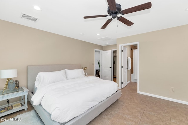 12682 N 80th Pl, Scottsdale, AZ 85260 - bedroom with attic access, recessed lighting, and a ceiling fan