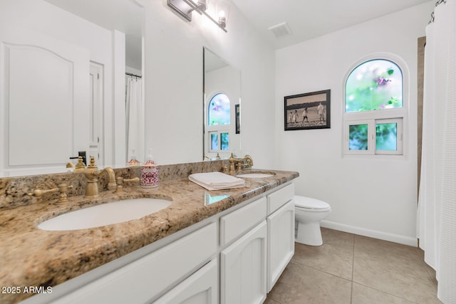 12682 N 80th Pl, Scottsdale, AZ 85260 - full bathroom featuring double vanity, tile patterned floors, and a shower with shower curtain