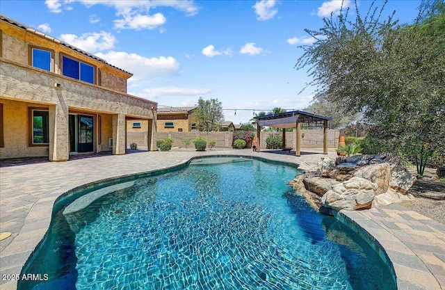 18207 W Sells Dr, Goodyear, AZ 85395 - view of pool with a gazebo, a patio area, and a fenced backyard