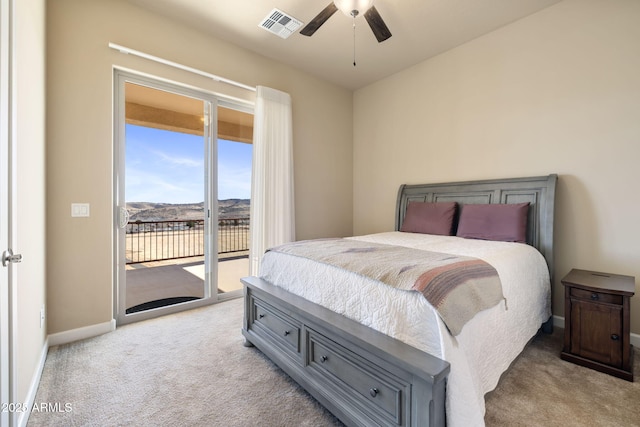 1899 Kensington Ct, Prescott, AZ 86301 - bedroom with carpet floors, access to exterior, visible vents, a ceiling fan, and baseboards