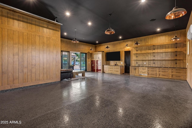 2339 E Virgo Pl, Chandler, AZ 85249 - unfurnished living room featuring wood walls and recessed lighting