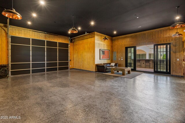 2339 E Virgo Pl, Chandler, AZ 85249 - garage featuring wood walls, electric panel, and recessed lighting
